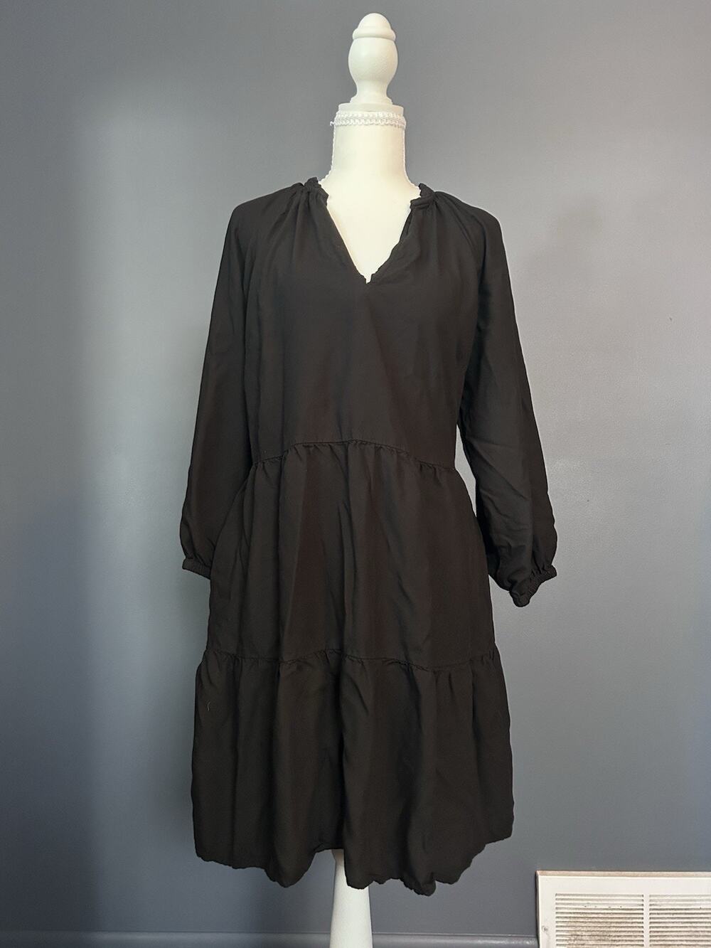 The Drop Women's Caralynmirand Ruffle-Neck Tiered Mini Dress Large Minimalist